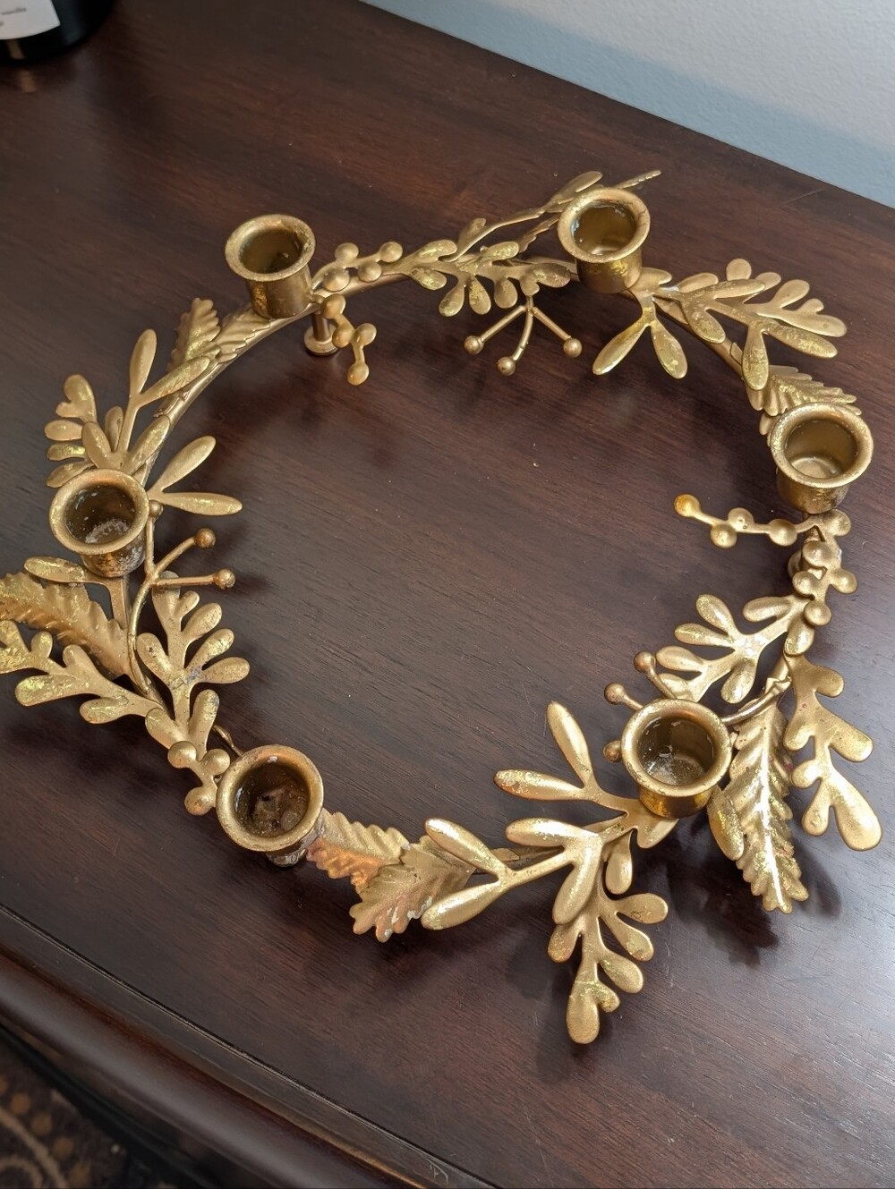 Gold Toned Wreath Style 6 Taper Candle Holder